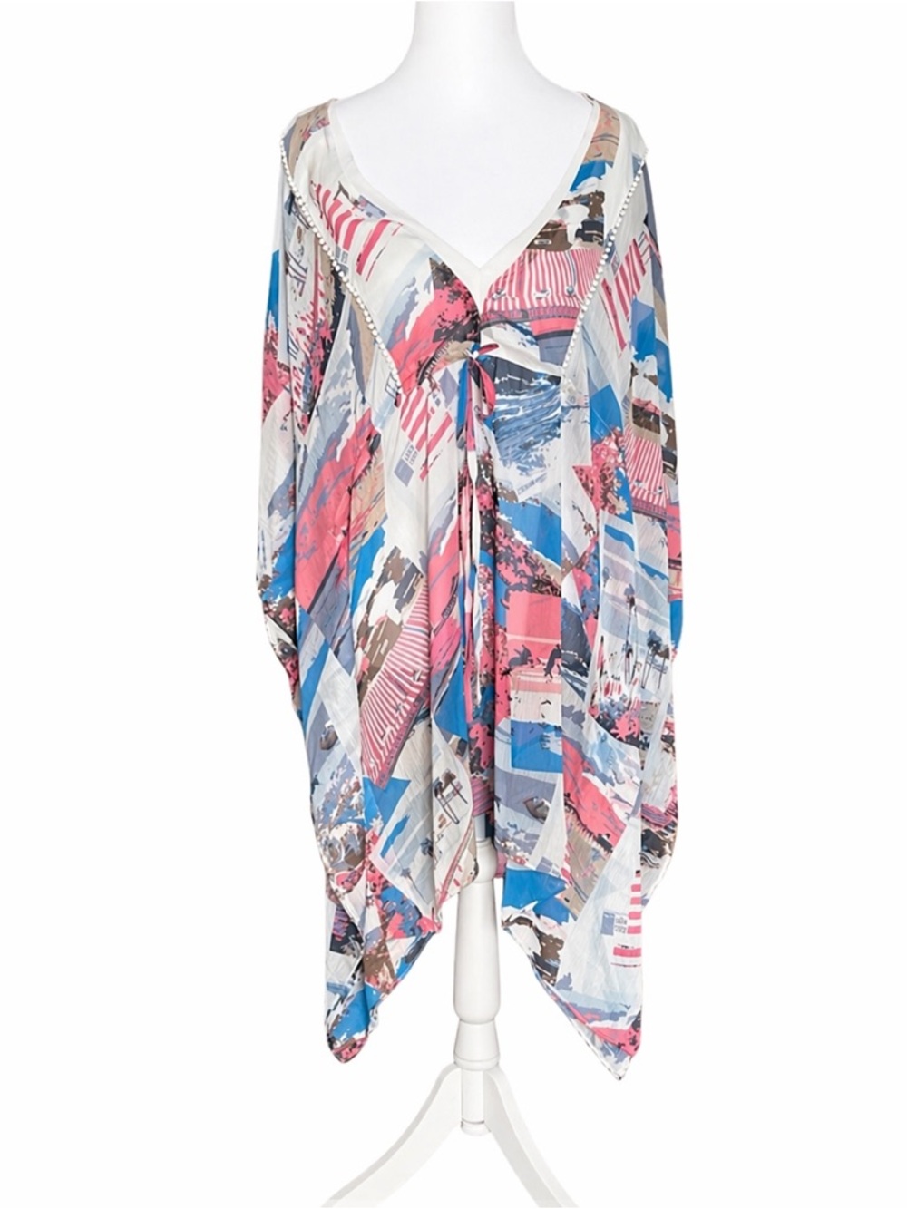 White House Black Market WHBM Women’s One Size Chiffon Caftan Swim Cover Up